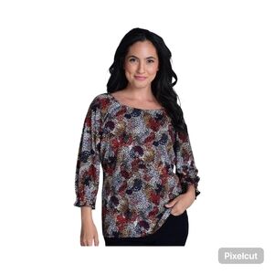 NWT Size XL Christopher & banks Women's Patterned Blouse